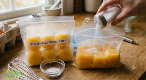Adding salt to egg yolks before freezing to prevent gelation