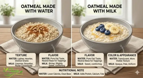 Comparison of oatmeal made with water versus oatmeal made with milk