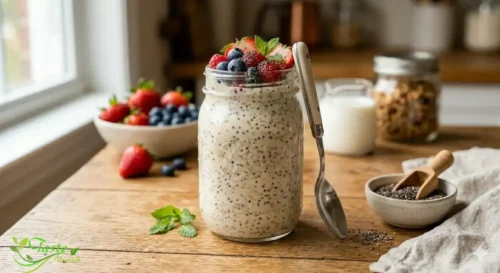 Creamy overnight oats texture after soaking overnight in the refrigerator