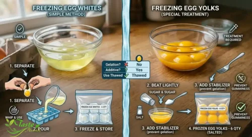Egg white vs egg yolk freezing methods compared side by side