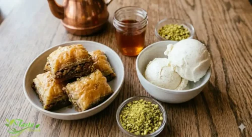 How to make baklava ice cream sundae at home step by step