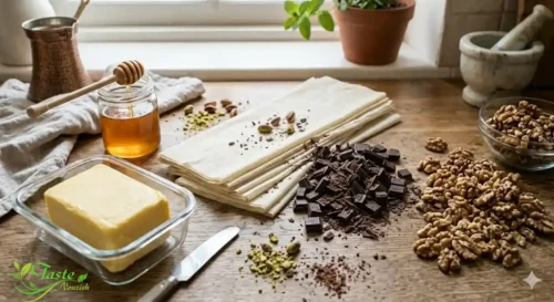 Ingredients for chocolate baklava