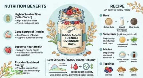 Overnight oats nutrition benefits low glycemic blood sugar friendly breakfast recipe