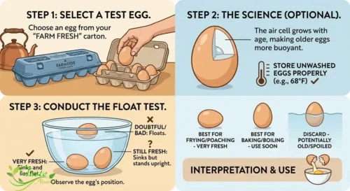 egg float test to check if eggs are still fresh