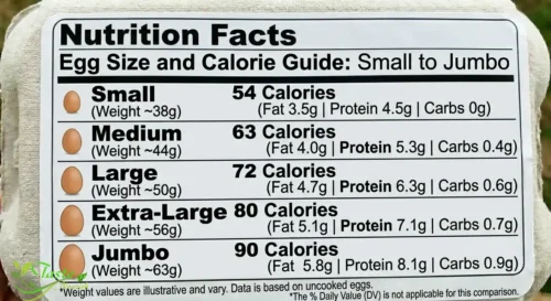 egg sizes and calories — small medium large extra-large jumbo