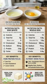 egg white vs whole egg nutrition facts comparison infographic