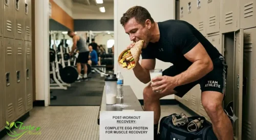 eggs for muscle growth — athlete eating eggs post workout for protein recovery