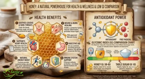 honey glycemic index 58-60 compared to table sugar GI 65 chart