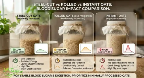 steel-cut vs rolled vs instant oats blood sugar impact comparison