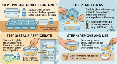 storing raw egg yolks in cold water in airtight container
