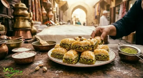 بقلاوة بالفستق الحلبي محضّرة من عجين البقلاوة الأصلي
