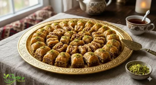 بقلاوة بالمكسرات جاهزة للتقديم