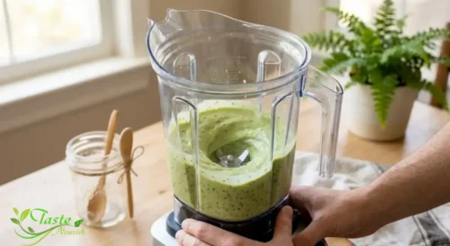 Blending avocado and milk for a smooth chia