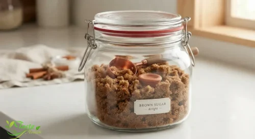 Honey vs Brown Sugar: Brown sugar stored in an airtight container to prevent hardening