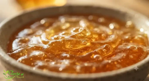 Honey for Hair: Close-up of golden honey texture showing moisture-rich consistency