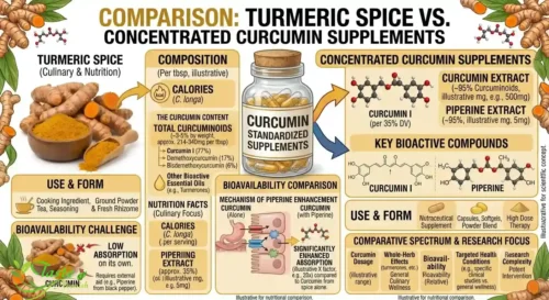 Comparison of turmeric spice versus concentrated curcumin supplements