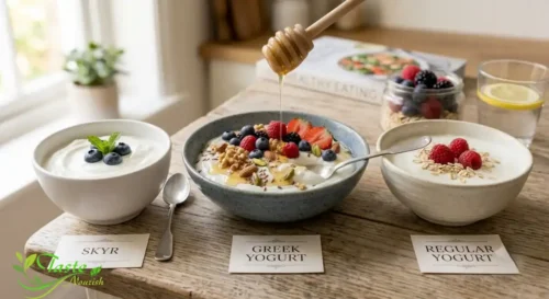 Greek yogurt, skyr, and regular yogurt