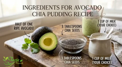 Ingredients for avocado chia pudding recipe
