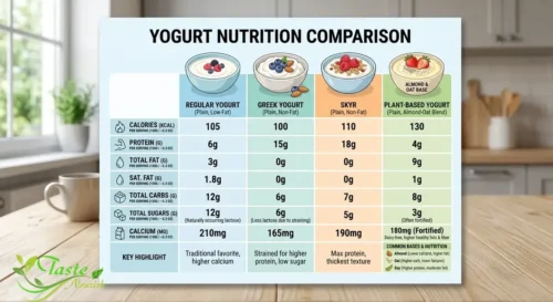 Yogurt Benefits: Nutrition comparison chart of Greek, regular, skyr