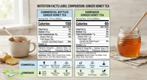Nutrition facts label comparison chart for ginger honey tea