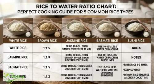 How to Cook Rice: Rice to water ratio chart for white, brown, jasmine, basmati, and sushi rice
