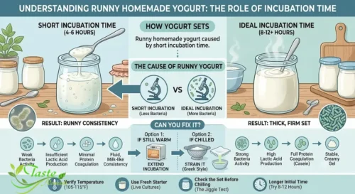 Runny homemade yogurt caused by short incubation time