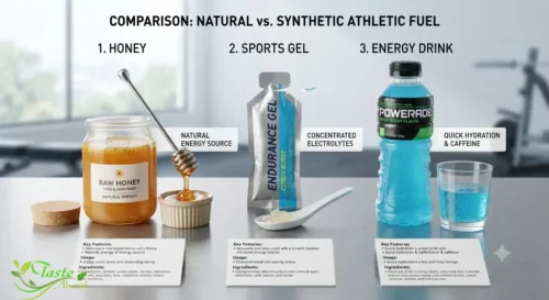 Honey for Energy: Side-by-side comparison of honey, sports gel, and energy drink