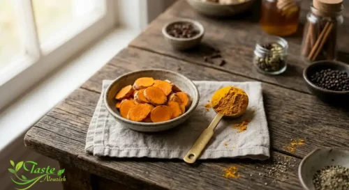 Turmeric Tea Recipe: Sliced fresh turmeric root