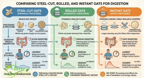 Steel-cut, rolled, and instant oats compared for digestion