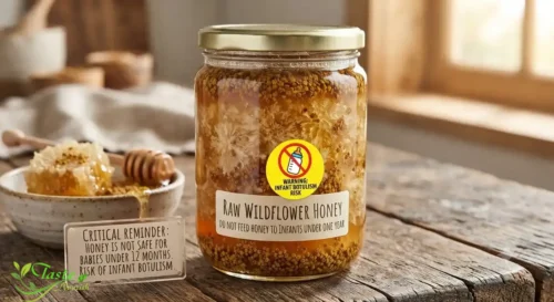 Warning reminder not to feed honey to infants under one year old