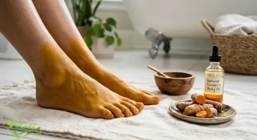 Yellow staining on skin from turmeric application