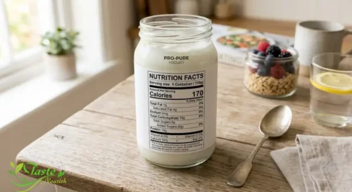 Yogurt nutrition label showing added sugar and protein content