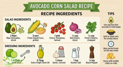 Ingredients for avocado corn salad recipe