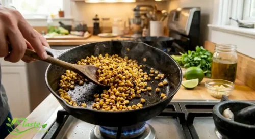 Charring corn for avocado corn salad recipe