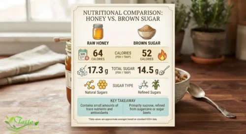 Honey vs Brown Sugar: graphicNutrition comparison chart of honey vs brown sugar showing calories and sugar content