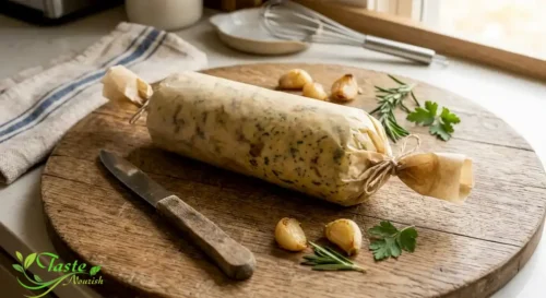 Roasted garlic butter rolled into a log