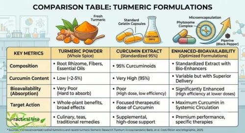 turmeric powder, curcumin extract, and enhanced-bioavailability curcumin