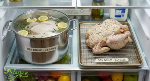 wet brine and dry brine chicken in the refrigerator