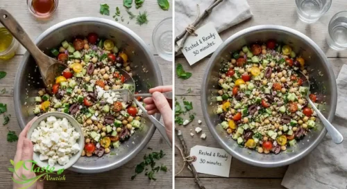 Greek Quinoa Salad Recipe : Add the feta and Rest, then serve.