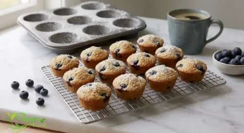 Blueberry muffin batter filled to the top