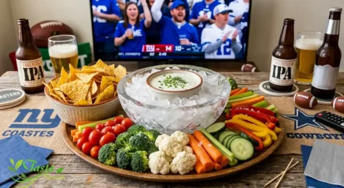 Cold vegetable tray with ranch dip nested