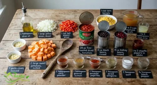 Ingredients for sweet potato chili recipe 