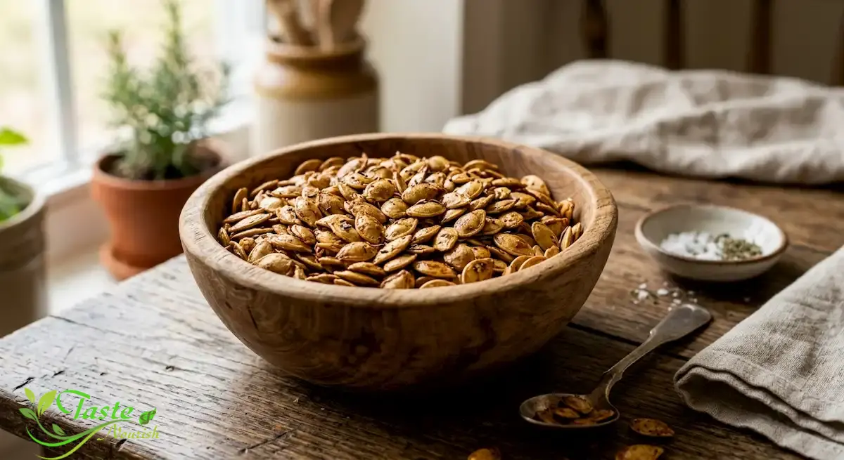 Benefits of Pumpkin Seeds: What the Evidence Actually Supports Roasted pumpkin seeds in a wooden bowl