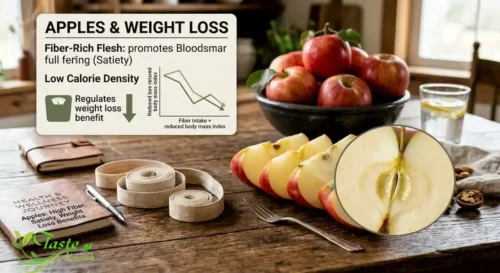 Sliced apple showing fiber-rich flesh linked to weight loss benef