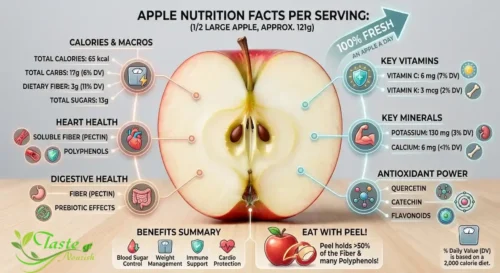 Sliced apple half illustrating apple nutrition facts per serving