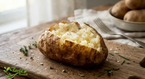 Sweet Potatoes vs Regular Potatoes: Baked russet potato with skin on, a natural source of potassium