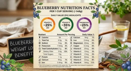 Blueberry nutrition facts chart per 1 cup serving