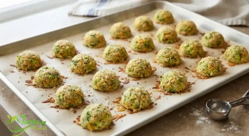 Golden baked broccoli bites fresh out of the oven