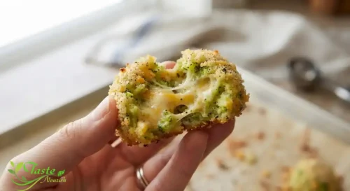 broccoli bite showing the cheesy interior