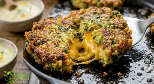 easy broccoli cheese fritter recipe showing crispy edges and melted cheddar